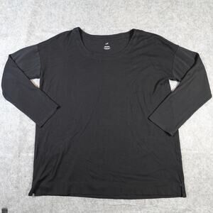 J. Jill Top Womens Large Simply Supima Scoop Neck Tunic Long Sleeve Casual Black